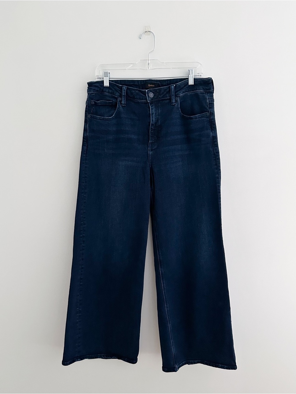 Quince Bella Wide Leg Jeans High Rise Stretch Denim Deep Sea Blue Size 32x28 - Picture 2 of 7